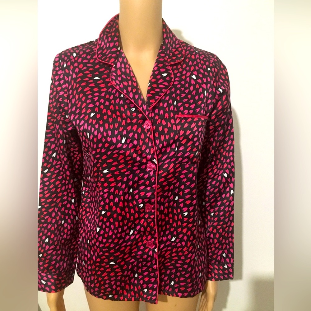betsy Johnson Pajama Jacket Top floral button down size small preowned